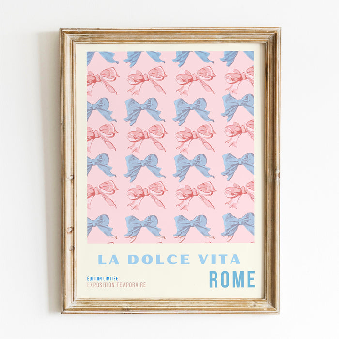 Coquette Pink Bow Prints Trendy Retro Wall Art Set of 3 Travel Posters Aesthetic Print Coquette Pink Bow Flower Print Digital Art