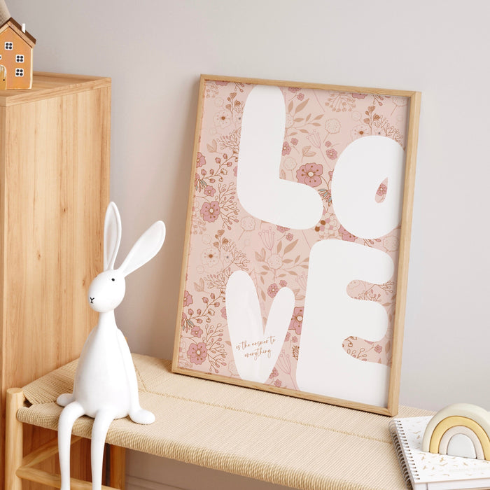 Love Poster Trendy Neutral Typography Wall Art Digital Artwork Printable Floral Girly Dorm Nursery Decor Funky 70s Retro Download 1 Print