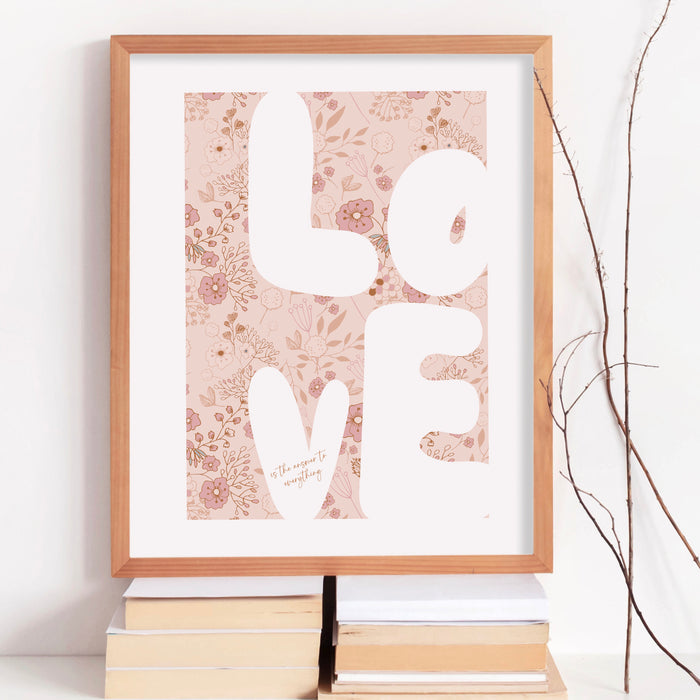 Love Poster Trendy Neutral Typography Wall Art Digital Artwork Printable Floral Girly Dorm Nursery Decor Funky 70s Retro Download 1 Print