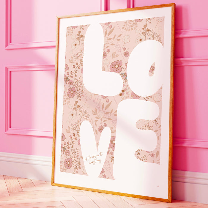 Love Poster Trendy Neutral Typography Wall Art Digital Artwork Printable Floral Girly Dorm Nursery Decor Funky 70s Retro Download 1 Print