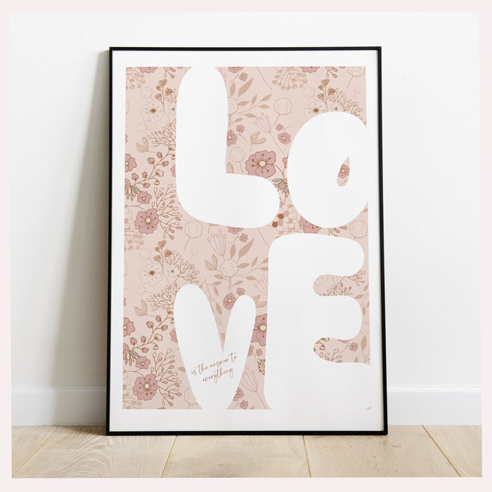 Love Poster Trendy Neutral Typography Wall Art Digital Artwork Printable Floral Girly Dorm Nursery Decor Funky 70s Retro Download 1 Print