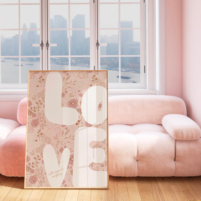 Love Poster Trendy Neutral Typography Wall Art Digital Artwork Printable Floral Girly Dorm Nursery Decor Funky 70s Retro Download 1 Print