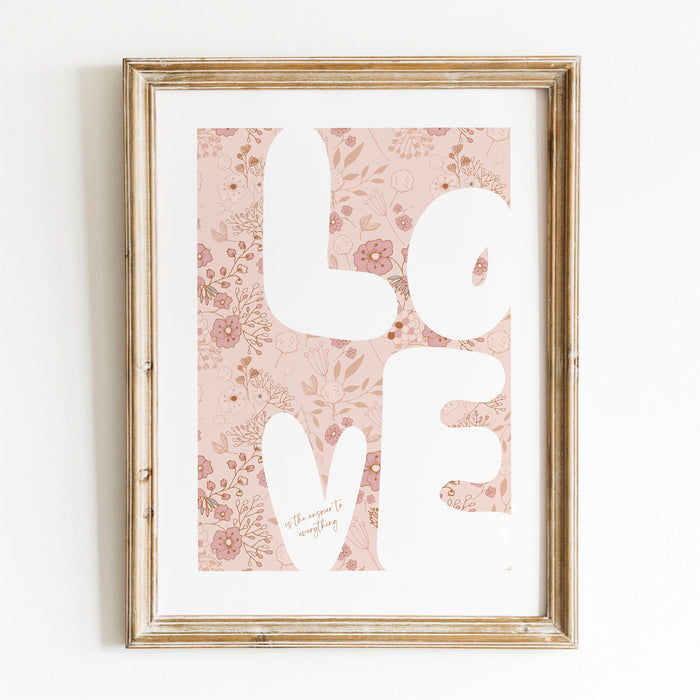 Love Poster Trendy Neutral Typography Wall Art Digital Artwork Printable Floral Girly Dorm Nursery Decor Funky 70s Retro Download 1 Print