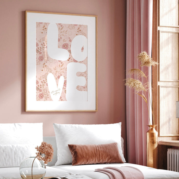 Love Poster Trendy Neutral Typography Wall Art Digital Artwork Printable Floral Girly Dorm Nursery Decor Funky 70s Retro Download 1 Print