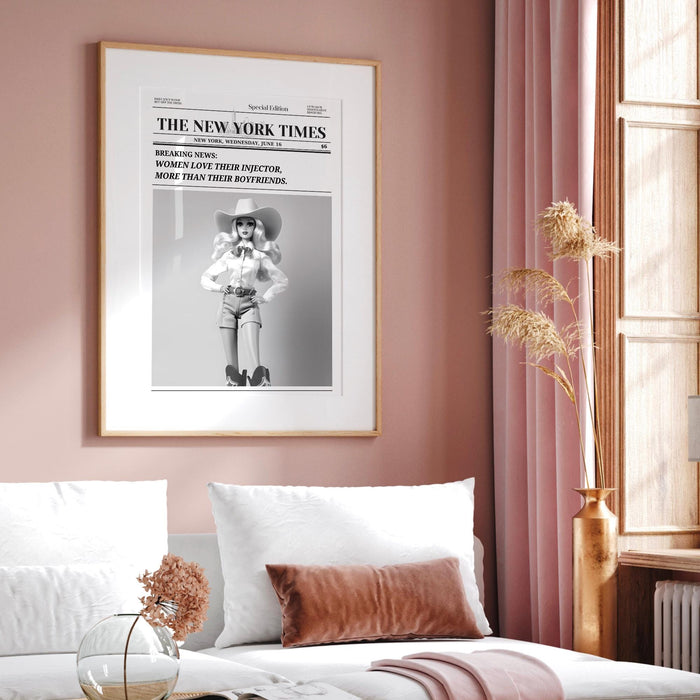 Trendy Newspaper Print Injector Beautician Wall Art Preppy Vintage Wall Decor, Funny Dorm decor Bar Cart Art Salon Decor Funny Printable