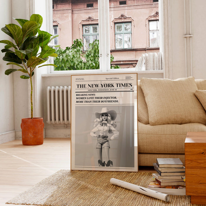 Trendy Newspaper Print Injector Beautician Wall Art Preppy Vintage Wall Decor, Funny Dorm decor Bar Cart Art Salon Decor Funny Printable