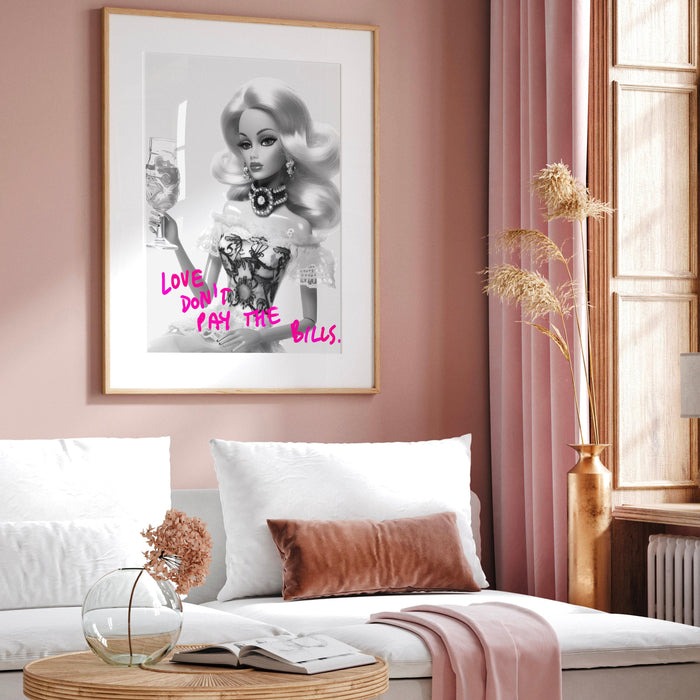 Trendy retro wall art, black and white print, funny poster, preppy pink wall decor, dorm room decor girly girls room digital download