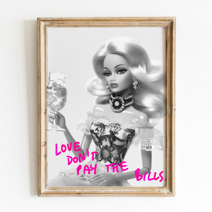 Trendy retro wall art, black and white print, funny poster, preppy pink wall decor, dorm room decor girly girls room digital download