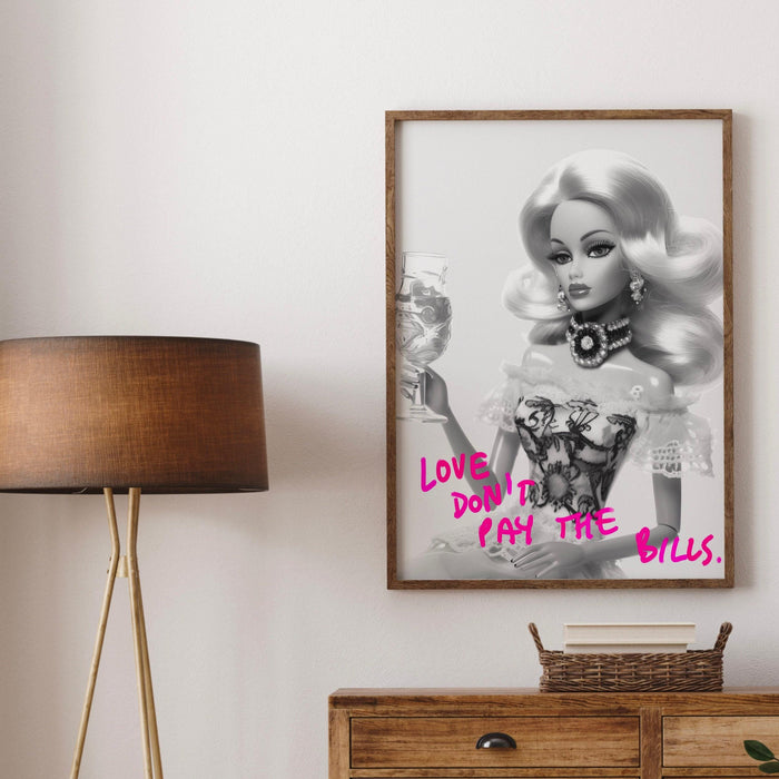 Trendy retro wall art, black and white print, funny poster, preppy pink wall decor, dorm room decor girly girls room digital download