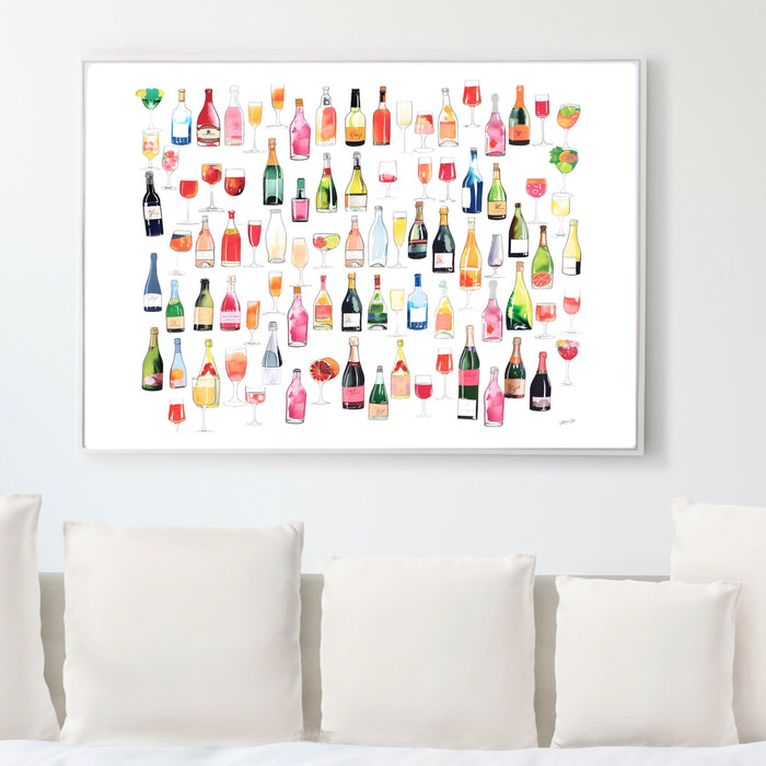 Bar cart coquette trendy wallart champagne wall art retro vintage aesthetic landscape print pink bar cart print funny art minimalist digital