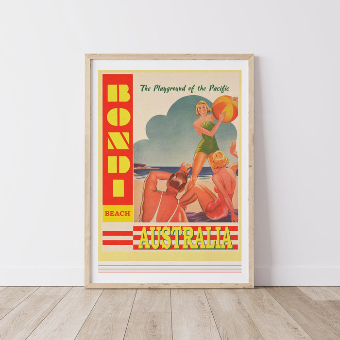 Bondi print, travel art , world travel decor, travel drawing, art travel, vintage home decor, travel poster, travel gift ideas