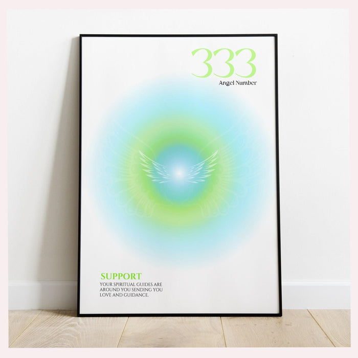 Angel number 333 | aura poster | spiritual wall art | gradient print | angel numbers | affirmation wall art | aura print | printable decor