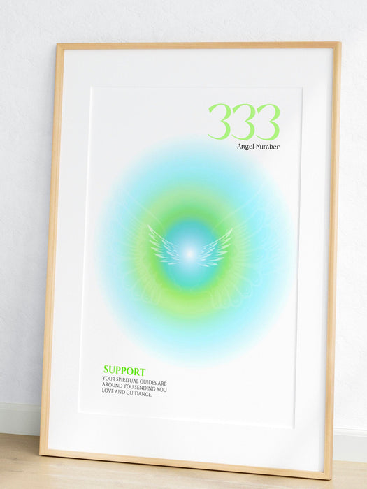 Angel number 333 | aura poster | spiritual wall art | gradient print | angel numbers | affirmation wall art | aura print | printable decor