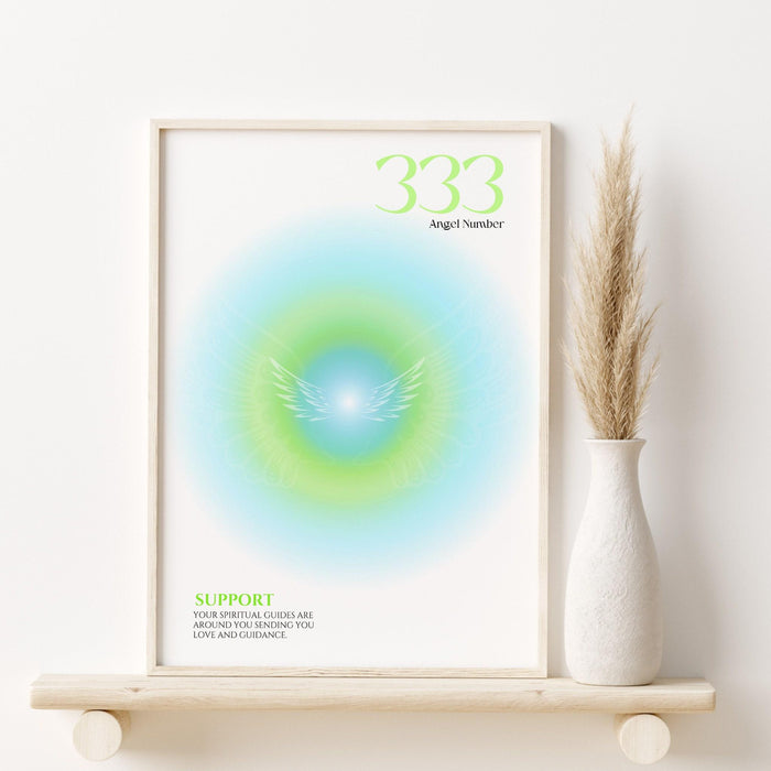 Angel number 333 | aura poster | spiritual wall art | gradient print | angel numbers | affirmation wall art | aura print | printable decor