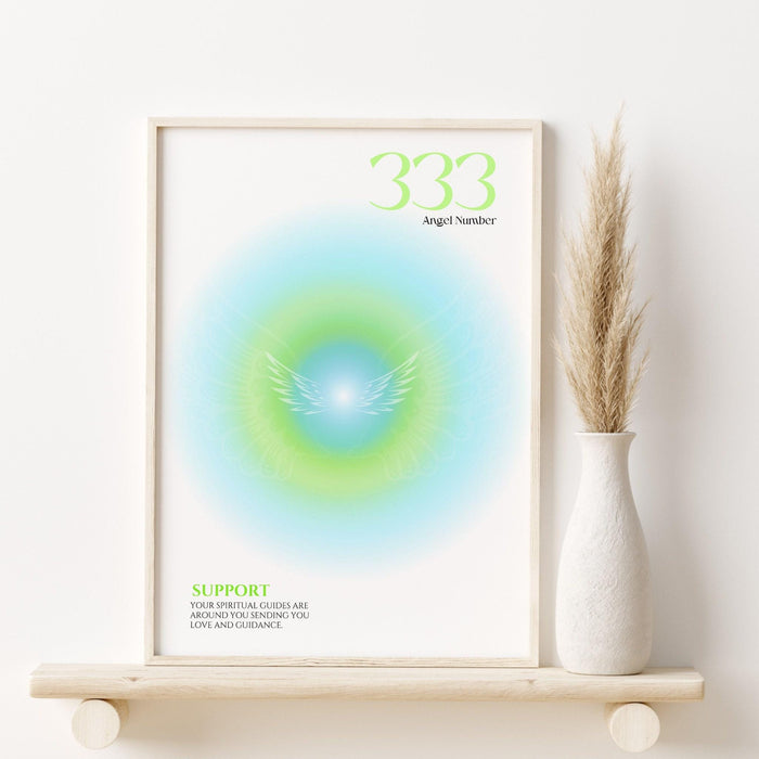 Angel number 333 | aura poster | spiritual wall art | gradient print | angel numbers | affirmation wall art | aura print | printable decor