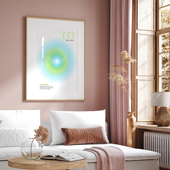 Angel number 333 | aura poster | spiritual wall art | gradient print | angel numbers | affirmation wall art | aura print | printable decor