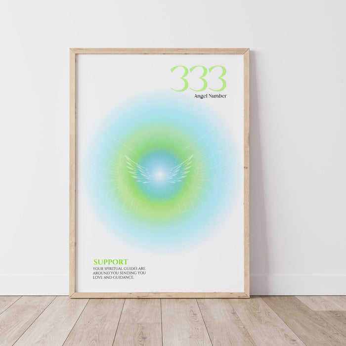 Angel number 333 | aura poster | spiritual wall art | gradient print | angel numbers | affirmation wall art | aura print | printable decor