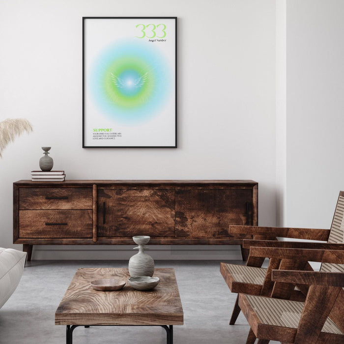 Angel number 333 | aura poster | spiritual wall art | gradient print | angel numbers | affirmation wall art | aura print | printable decor