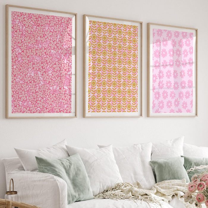 Daughter gift, pink orange wall art, digital download,  orange pink decor, daughter gift art, printable set of 3, daughter birthday gift,