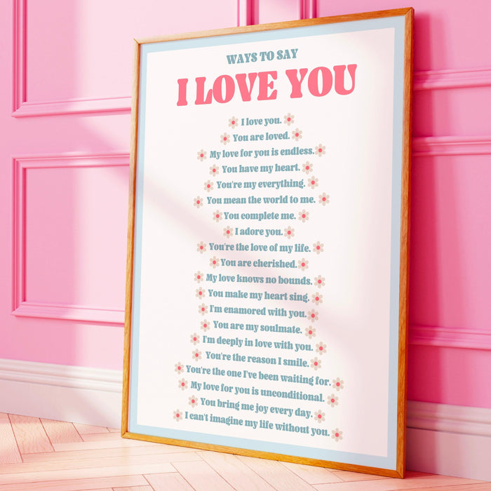 I love you wall print, digital download print, retro wall decor, large printable art, downloadable prints