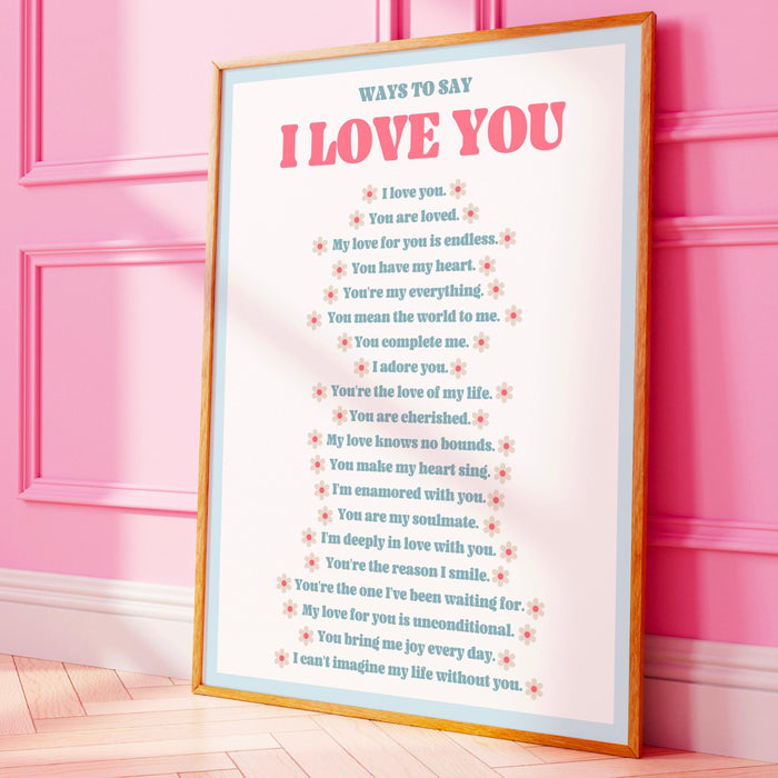 I love you wall print, digital download print, retro wall decor, large printable art, downloadable prints