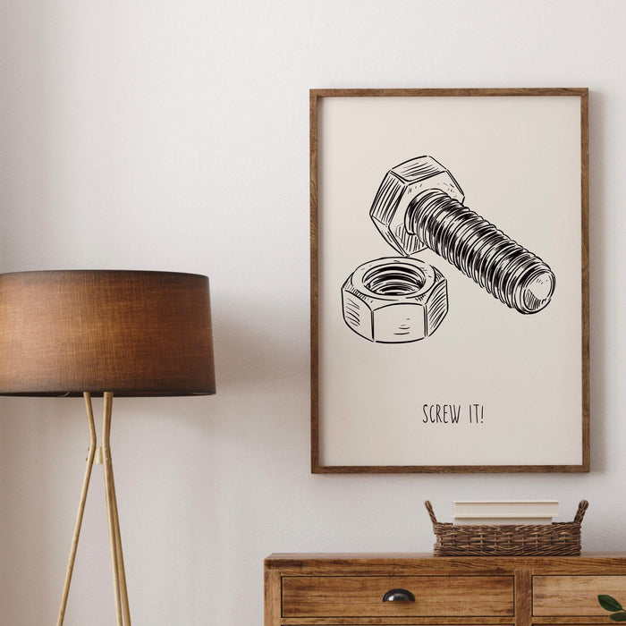 Screw it  vintage poster black and white wall art print funny gift for him trendy aesthetic living room decor digital dowload
