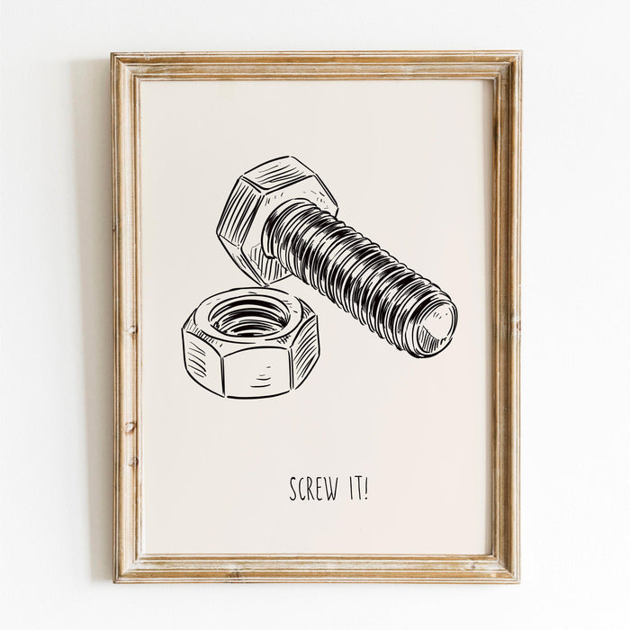 Screw it  vintage poster black and white wall art print funny gift for him trendy aesthetic living room decor digital dowload