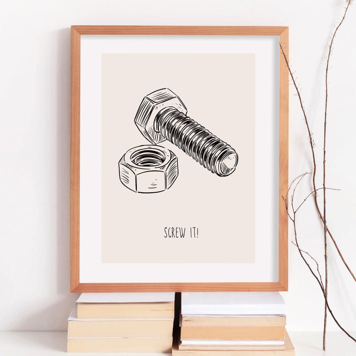 Screw it  vintage poster black and white wall art print funny gift for him trendy aesthetic living room decor digital dowload