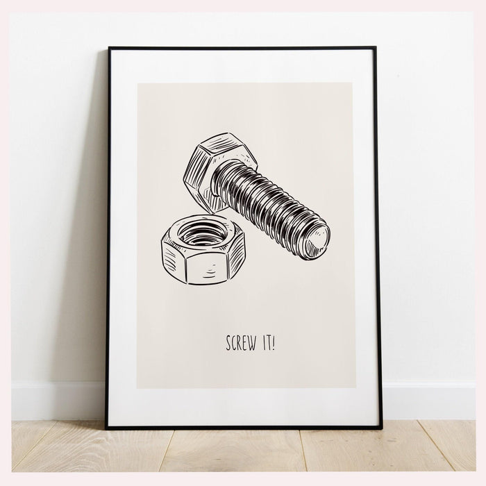 Screw it  vintage poster black and white wall art print funny gift for him trendy aesthetic living room decor digital dowload