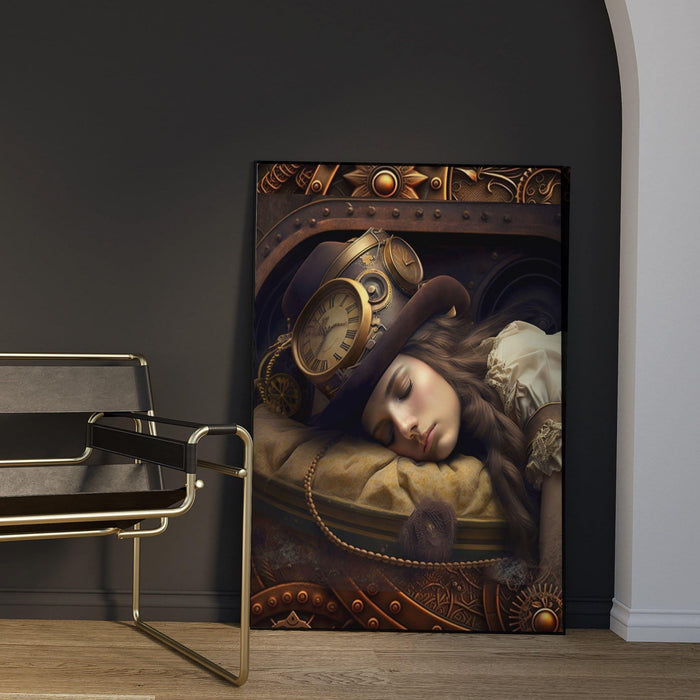 Steampunk girl wall art, steampunk decor, vintage wall art set of 3, steampunk print poster, above bed wall art, steampunk digital download