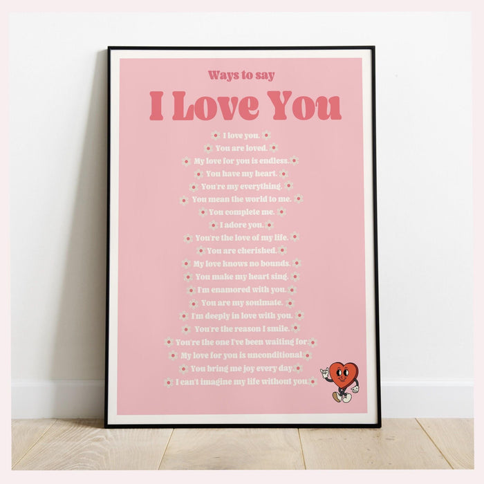 Ways to say i love you preppy wall art funky maximalist decor, trendy retro wall art preppy y2k room decor aesthetic poster groovy wall art