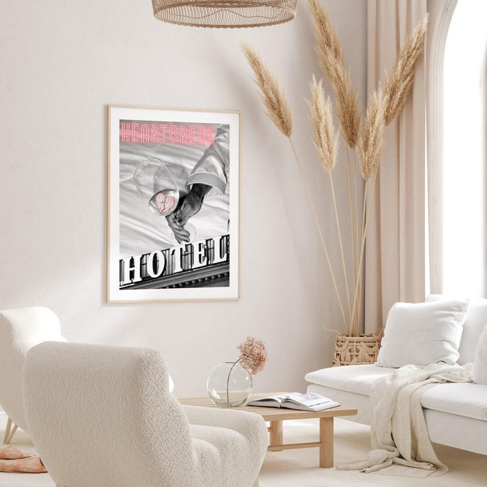 Trendy retro wall art, heartbreak hotel, retro trendy aesthetic wall art pink print, trendy wall art, vibrant, funny art, bar cart printable