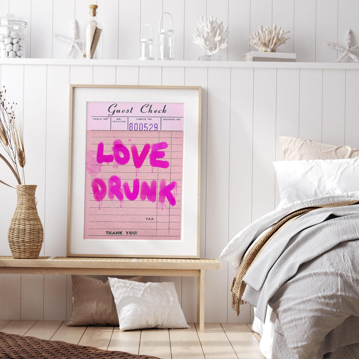 Trendy retro wall art, guest check print, retro trendy aesthetic pink wall art, trendy wall art, vibrant, funny art, bar cart art printable
