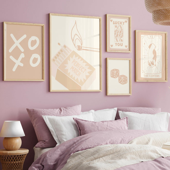 Trendy retro wall art set of 9, retro trendy aesthetic print,lucky you poster,beige print,trendy wall art,funny art, minimalist, digital art