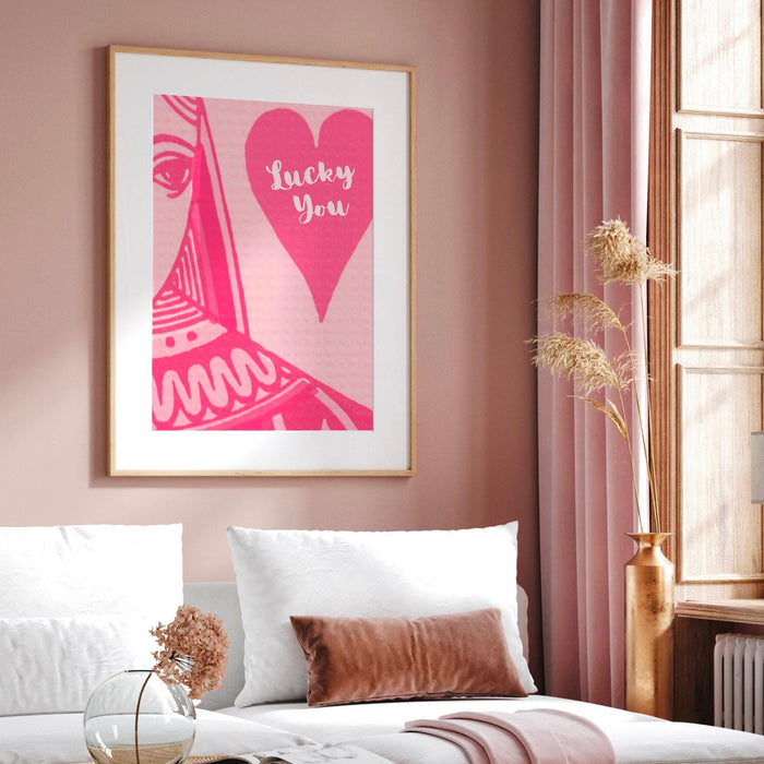 Trendy retro wall art set of 5,retro trendy aesthetic print,lucky you poster,pink print,trendy wall art,funny art, minimalist, digital art