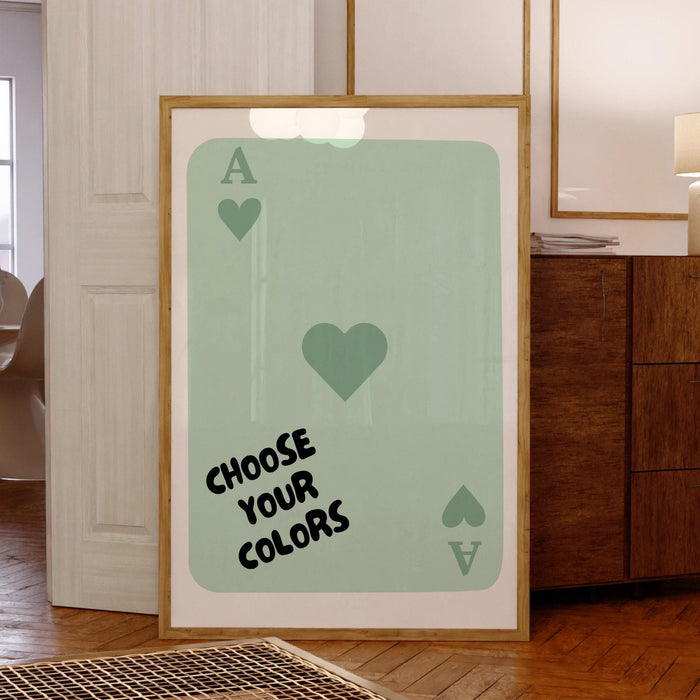 Trendy retro wall art set of 2, personalized, lucky you custom poster aesthetic print dorm decor ace hearts gift for friend digital download