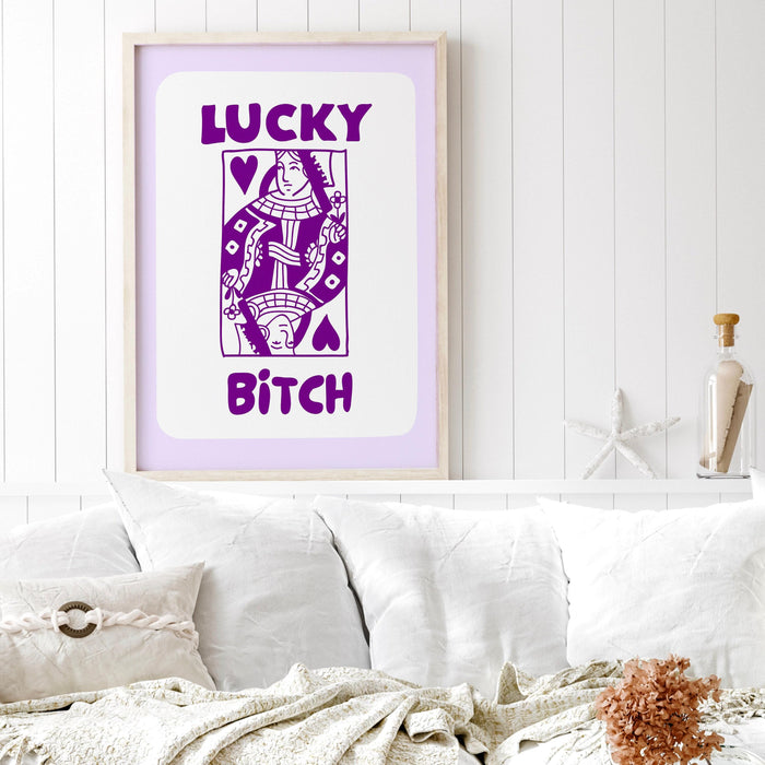 Trendy retro wall art set of 2 retro trendy aesthetic funny print lucky you poster purple print trendy wall art fun minimalist digital art