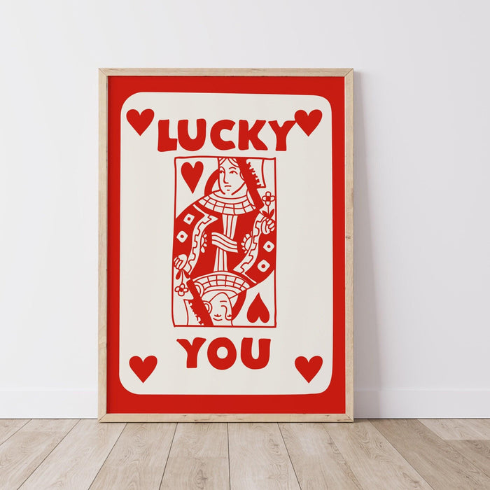 Trendy retro wall art set of 12,retro trendy aesthetic print,lucky you poster,red print,trendy wall art,funny art, minimalist, digital art