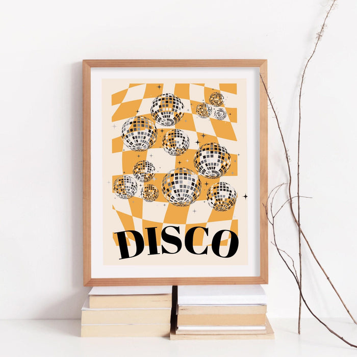 Trendy retro disco ball poster | retro print | preppy poster | disco poster | trendy retro | disco ball decor  | preppy prints | minimalist