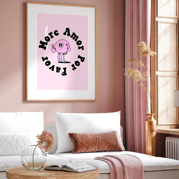 Trendy print, retro wall art, minimalist retro mascot wall art pink aesthetic print, pink print, funny art positive affirmation, digital art