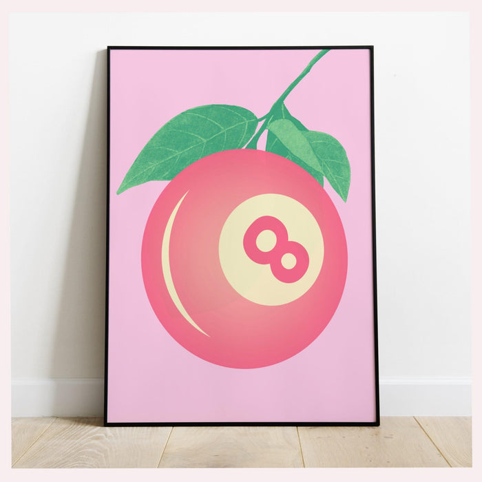 Trendy retro 8 ball fruit poster print illustration vintage wall art modern kitchen decor illustration large printable art digital download