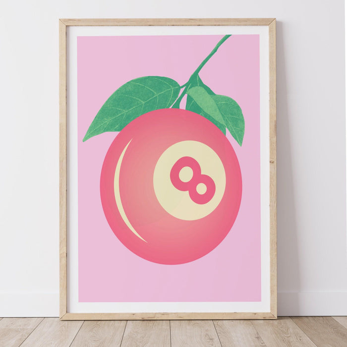 Trendy retro 8 ball fruit poster print illustration vintage wall art modern kitchen decor illustration large printable art digital download