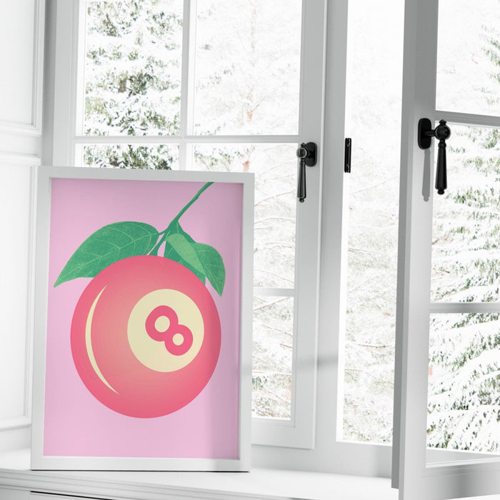 Trendy retro 8 ball fruit poster print illustration vintage wall art modern kitchen decor illustration large printable art digital download