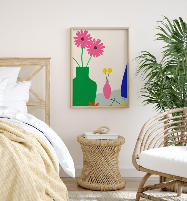 The flower stall no. 2 art print, digital download, minimalist colorful flower vase art print, plant art print, botanical poster