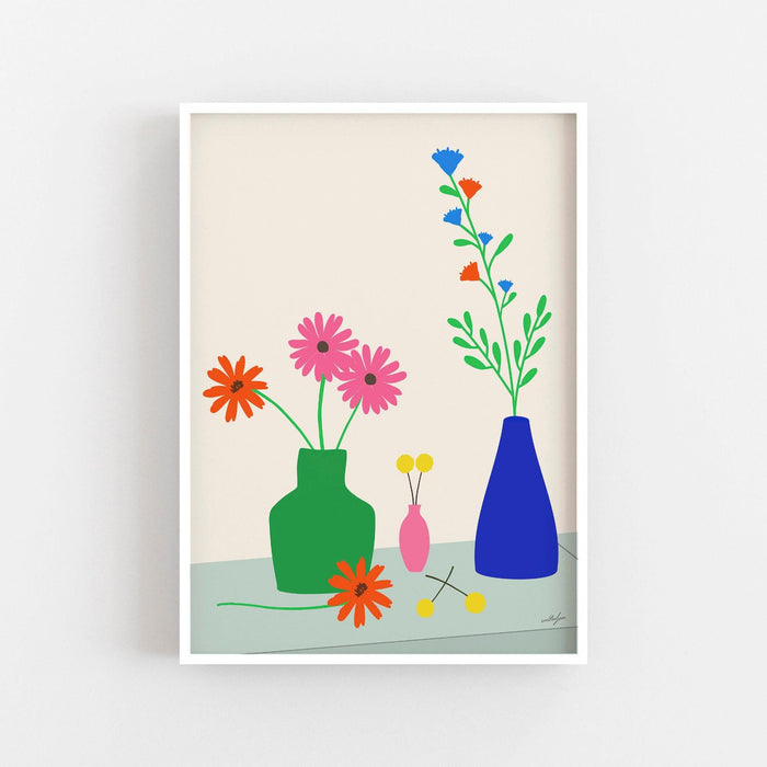 The flower stall no. 1 art print, digital download, minimalist colorful flower vase art print, plant art print, botanical poster