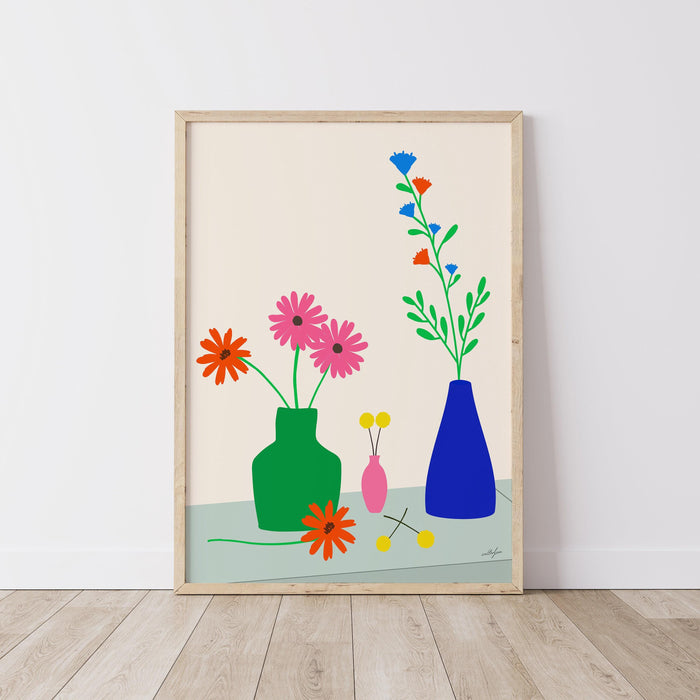 The flower stall no. 1 art print, digital download, minimalist colorful flower vase art print, plant art print, botanical poster