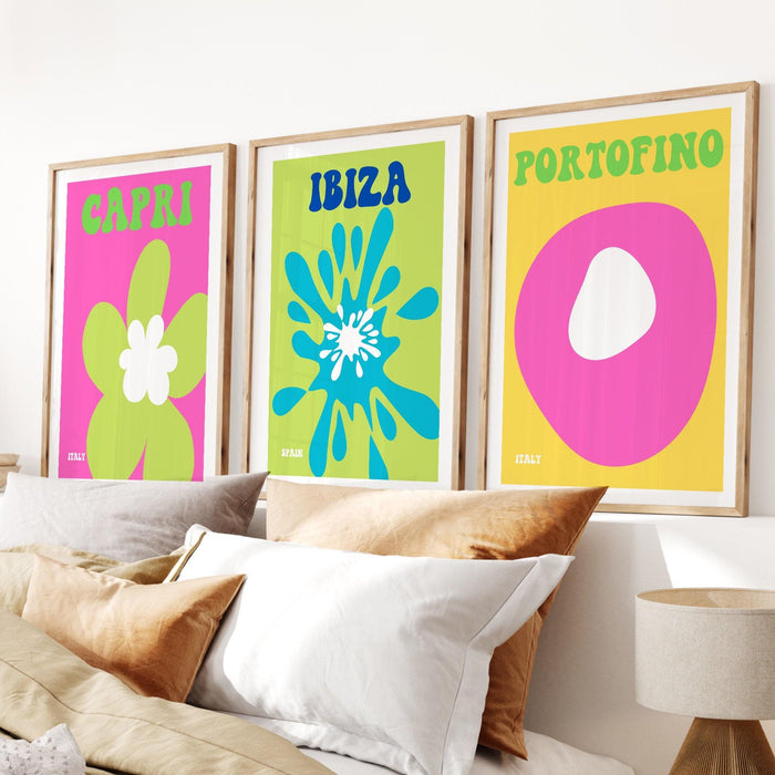 Set of 6, retro trendy aesthetic wall art, wall print, digital download print, wall decor, large printable art, preppy wall art, pink decor