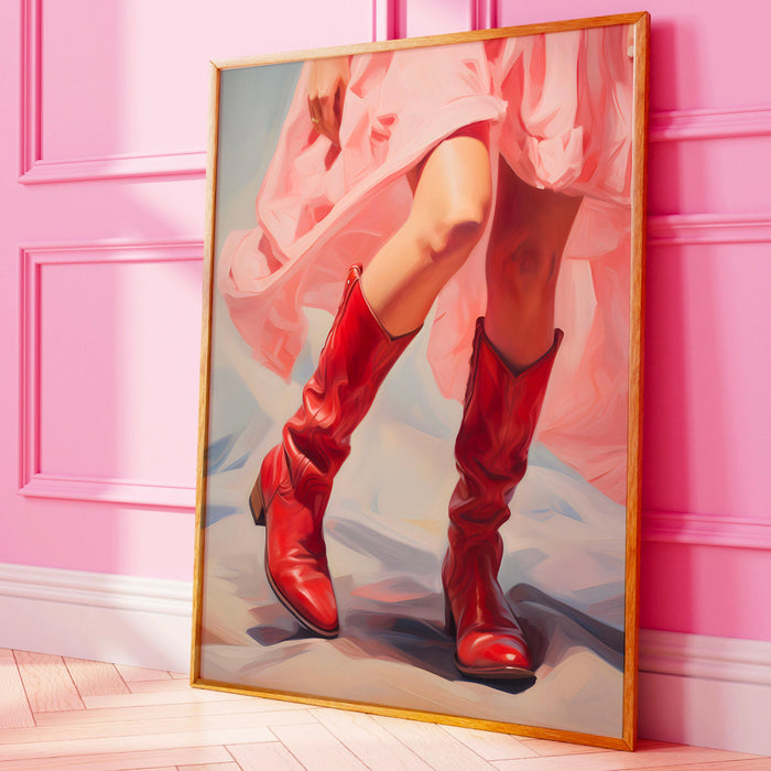 Retro western print, cowgirl decor, dorm room painting, pink wall art, trendy printable wall art