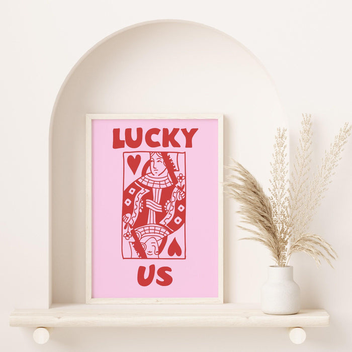 Retro trendy aesthetic wall art, wall print, digital download print, wall decor, large printable art, queen of hearts, lucky you, set of 3