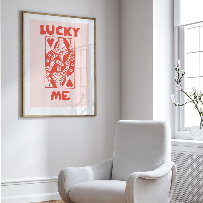 Retro trendy aesthetic wall art, wall print, digital download print, wall decor, large printable art, queen of hearts, lucky you, set of 3
